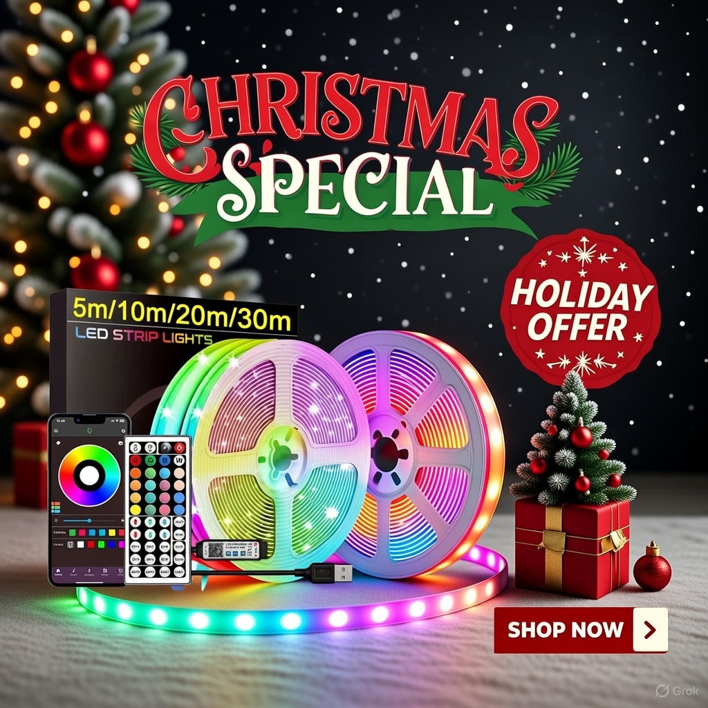 RGB LED Room Light Strip – Remote Controlled Mood Lighting for Bedroom & Gaming Setup