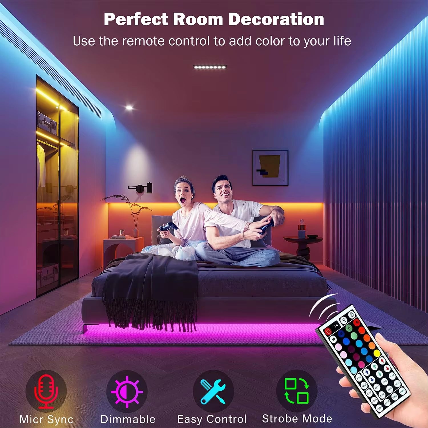 RGB Led Strip Lights 5M 10M 20M 30M Led Room Light with APP Control Flexible Ribbon Luces Led Tape for Room Bedroom Decoration